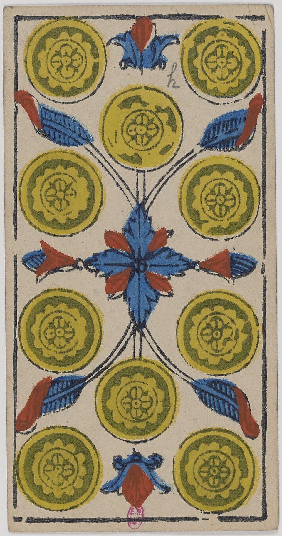 Dix de Deniers, arcane mineur du tarot de Marseille