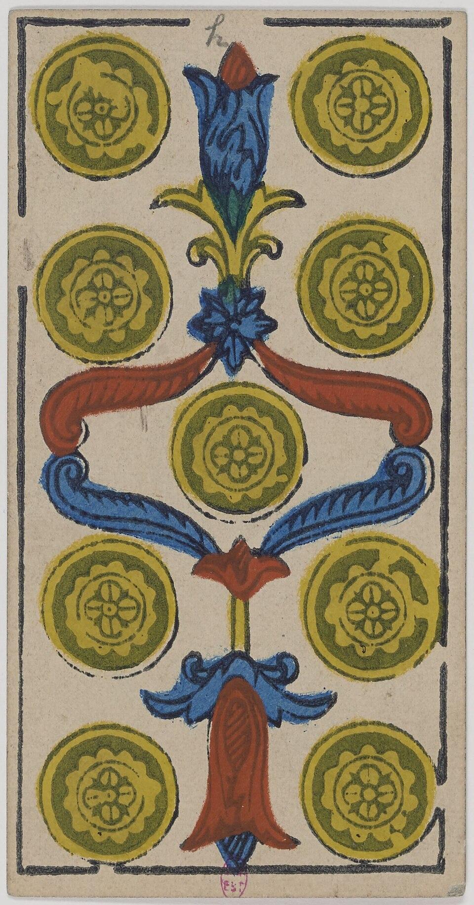 Neuf de Deniers, arcane mineur du tarot de Marseille