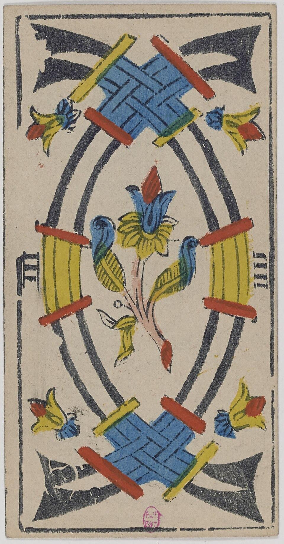 Quatre d'Épées, arcane mineur du tarot de Marseille