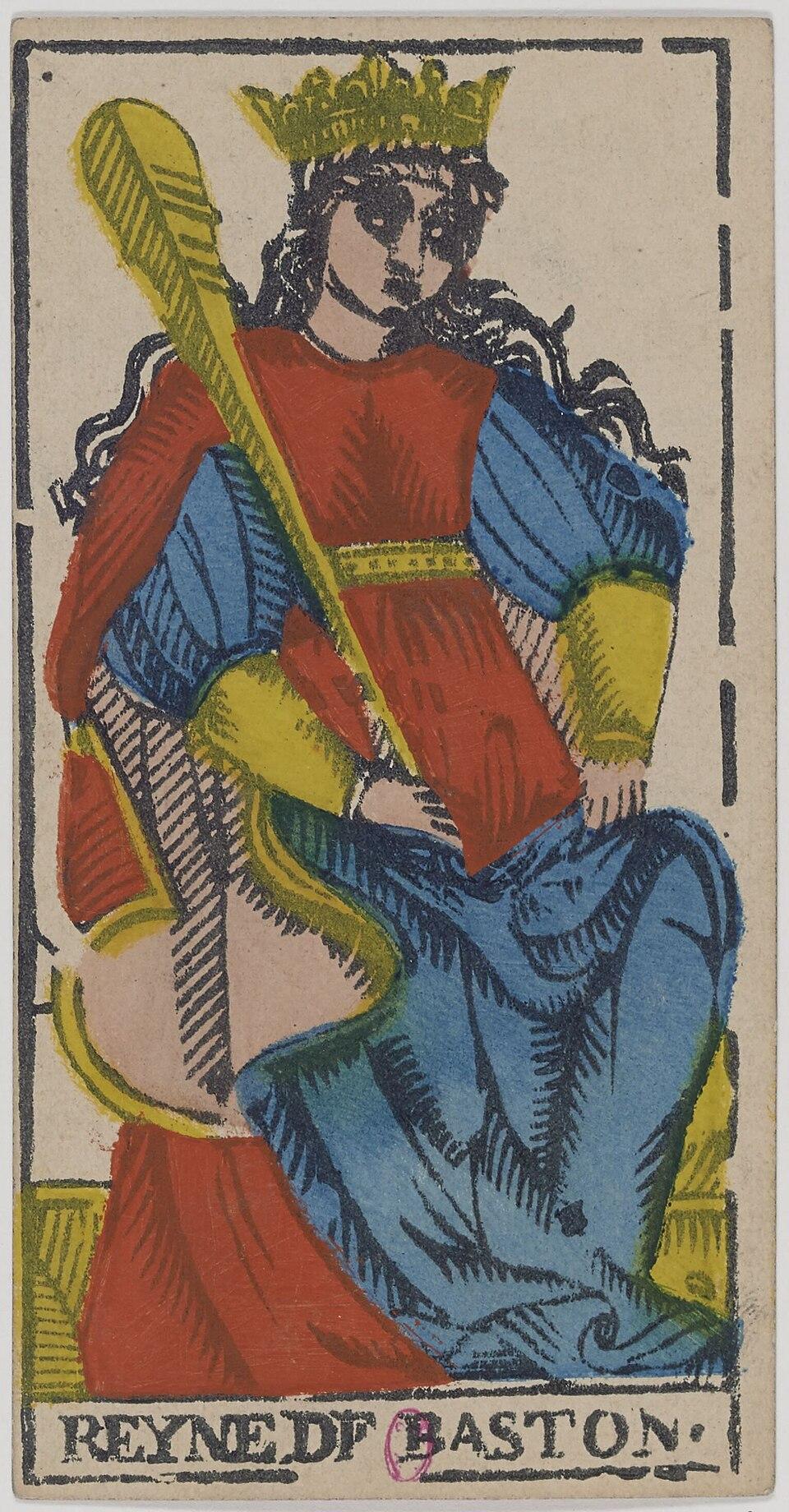 Reine de Bâtons, arcane mineur du tarot de Marseille