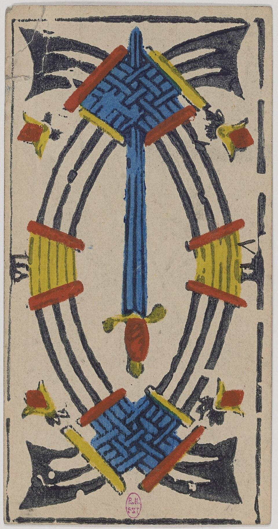 Sept d'Épées, arcane mineur du tarot de Marseille