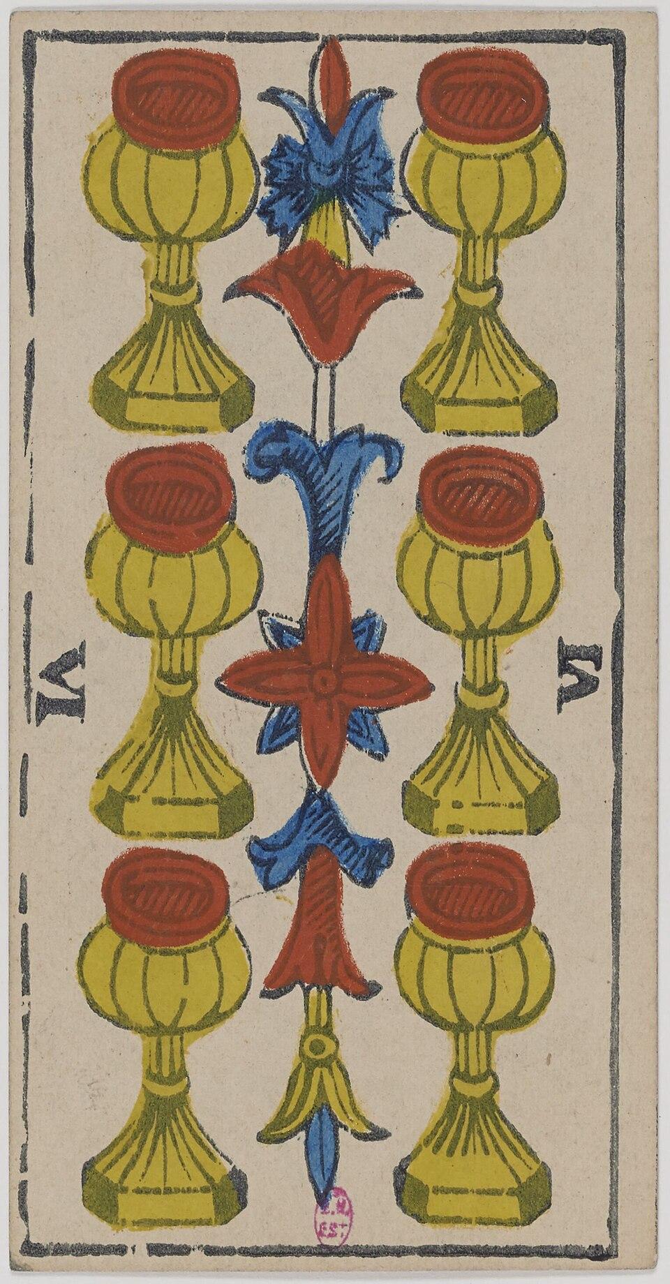 Six de Coupes, arcane mineur du tarot de Marseille