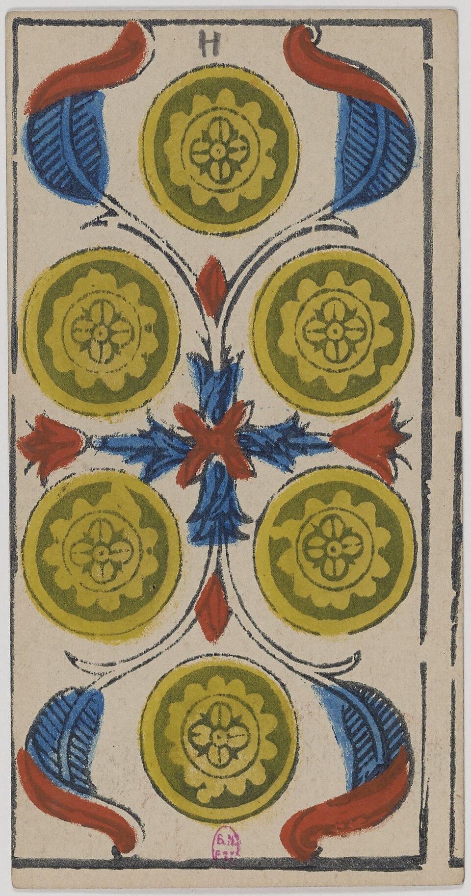 Six de Deniers, arcane mineur du tarot de Marseille