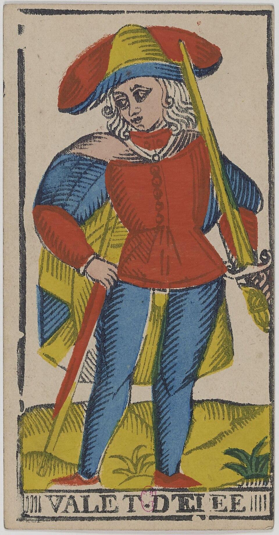 Valet d'Épées, arcane mineur du tarot de Marseille