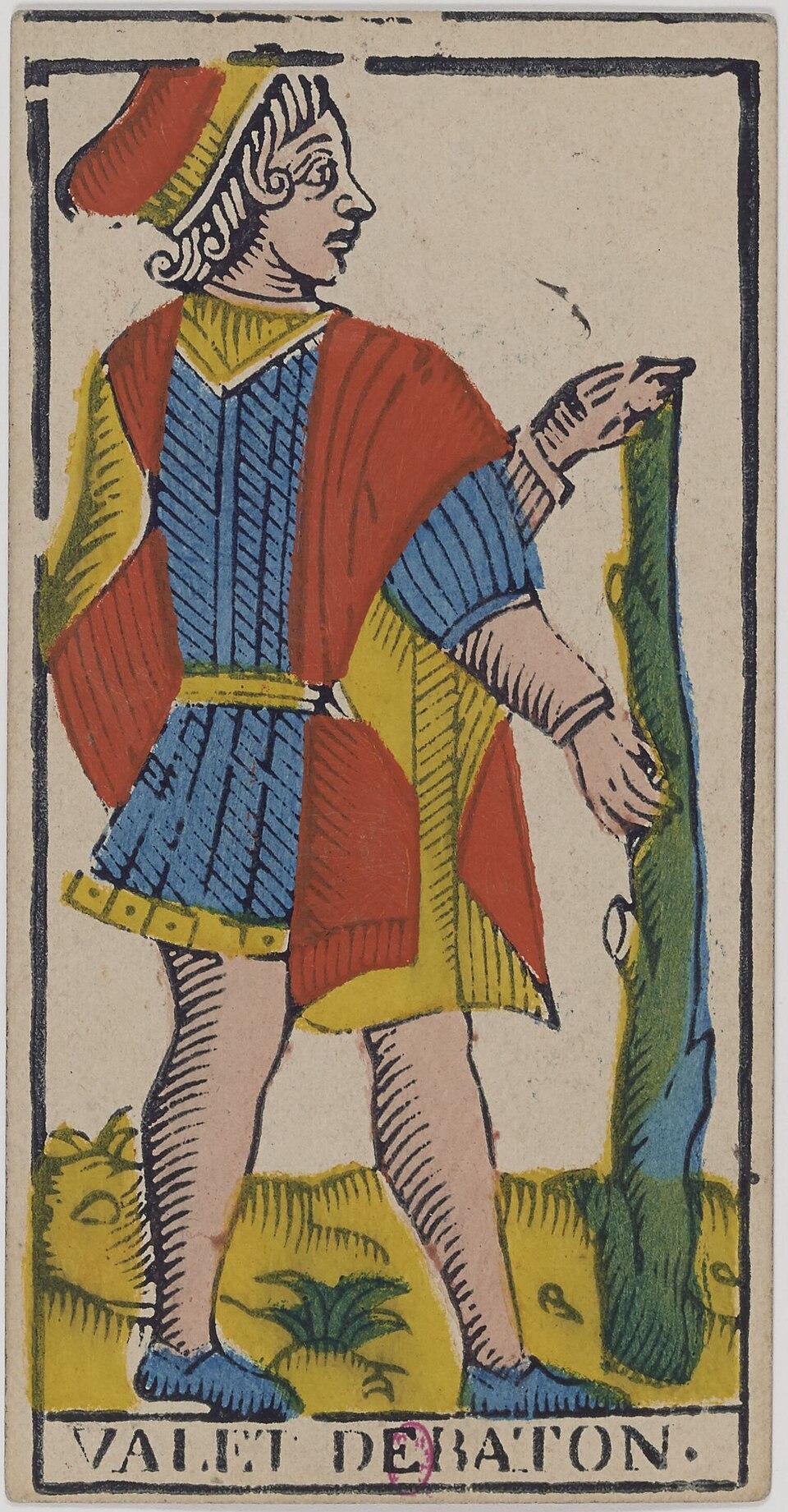 Valet de Bâtons, arcane mineur du tarot de Marseille