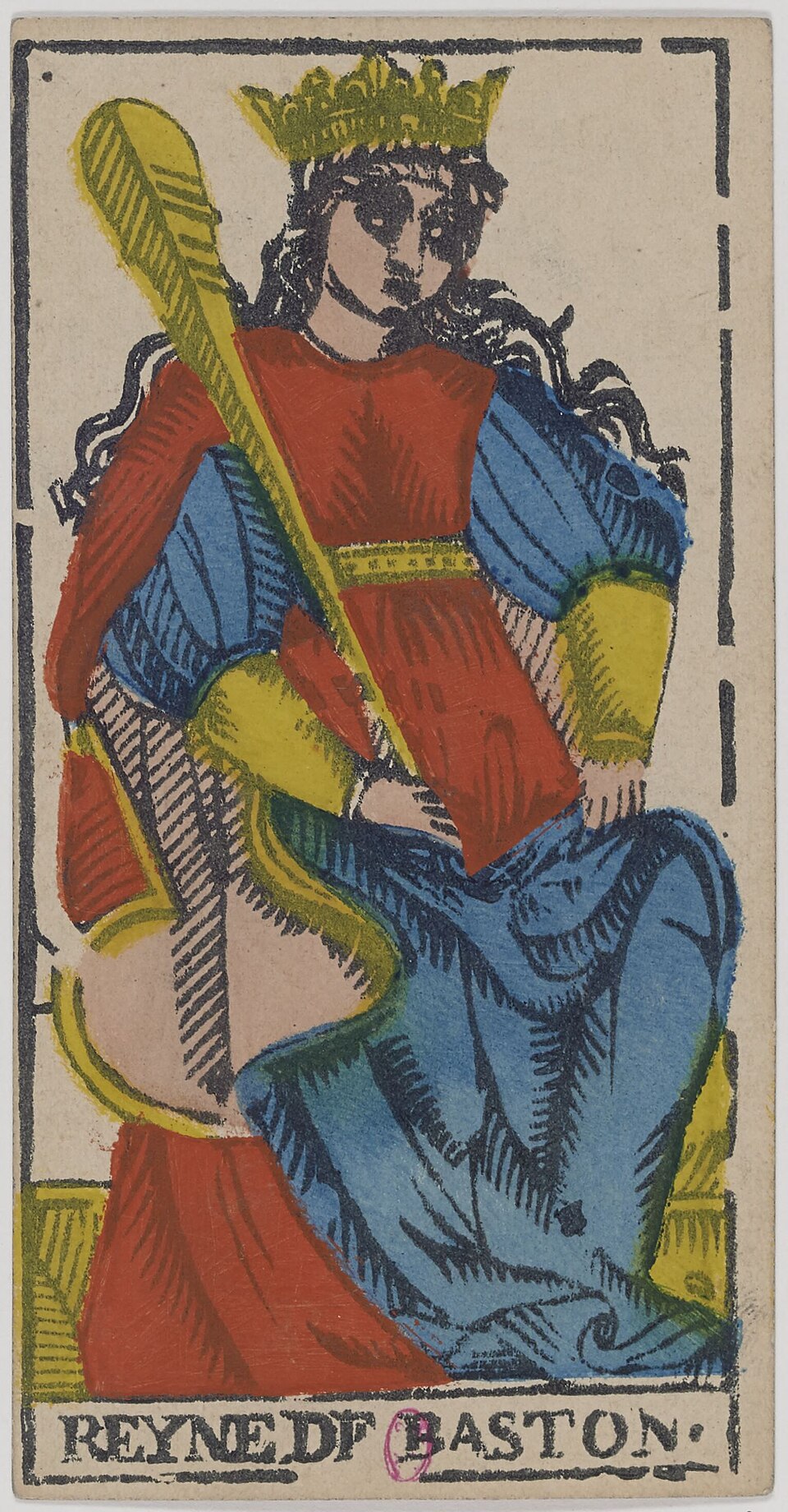Königin der Stäbe, Karte der Kleinen Arkana im Tarot de Marseille