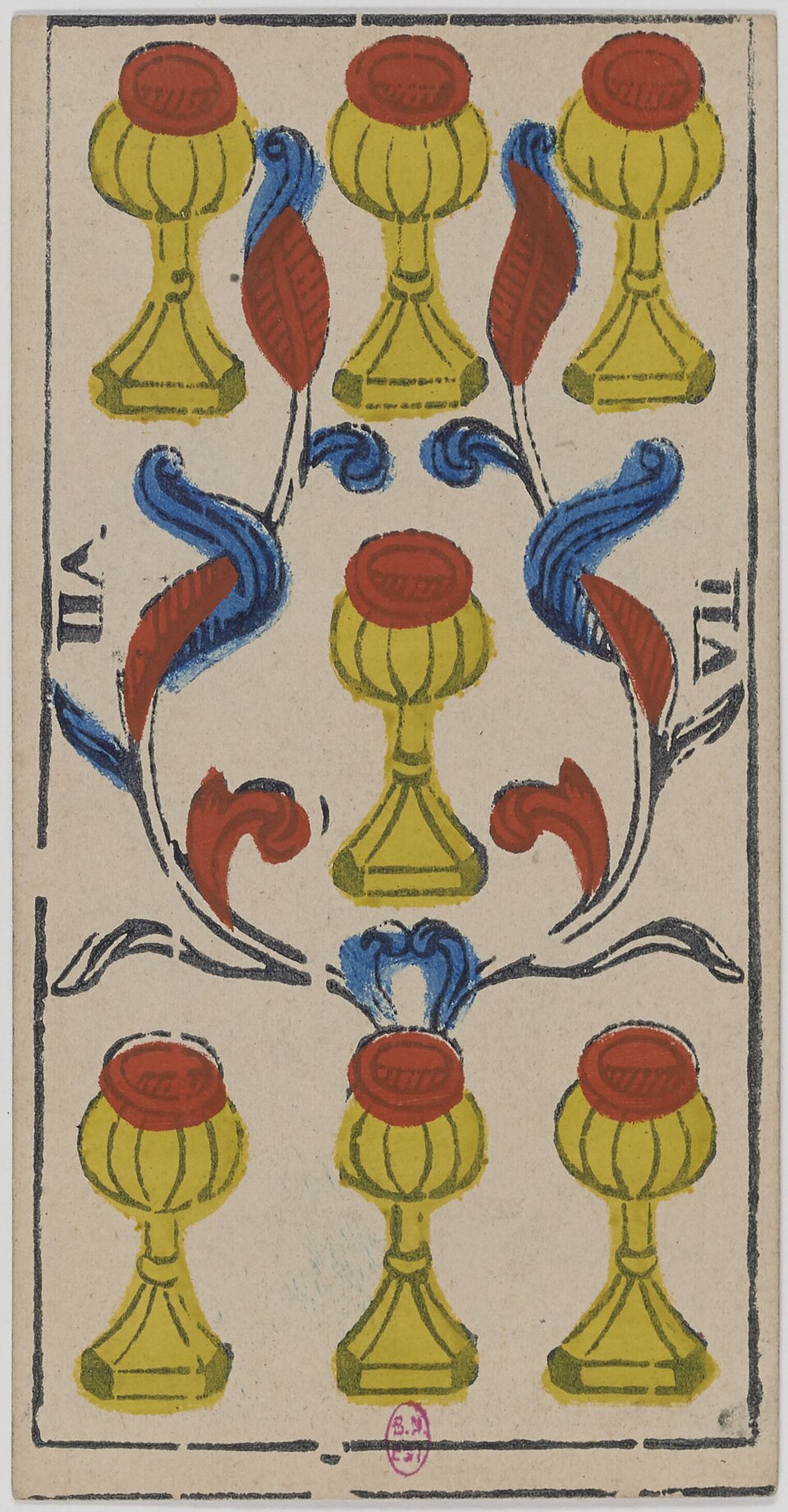 Sept de Coupes, arcane mineur du tarot de Marseille